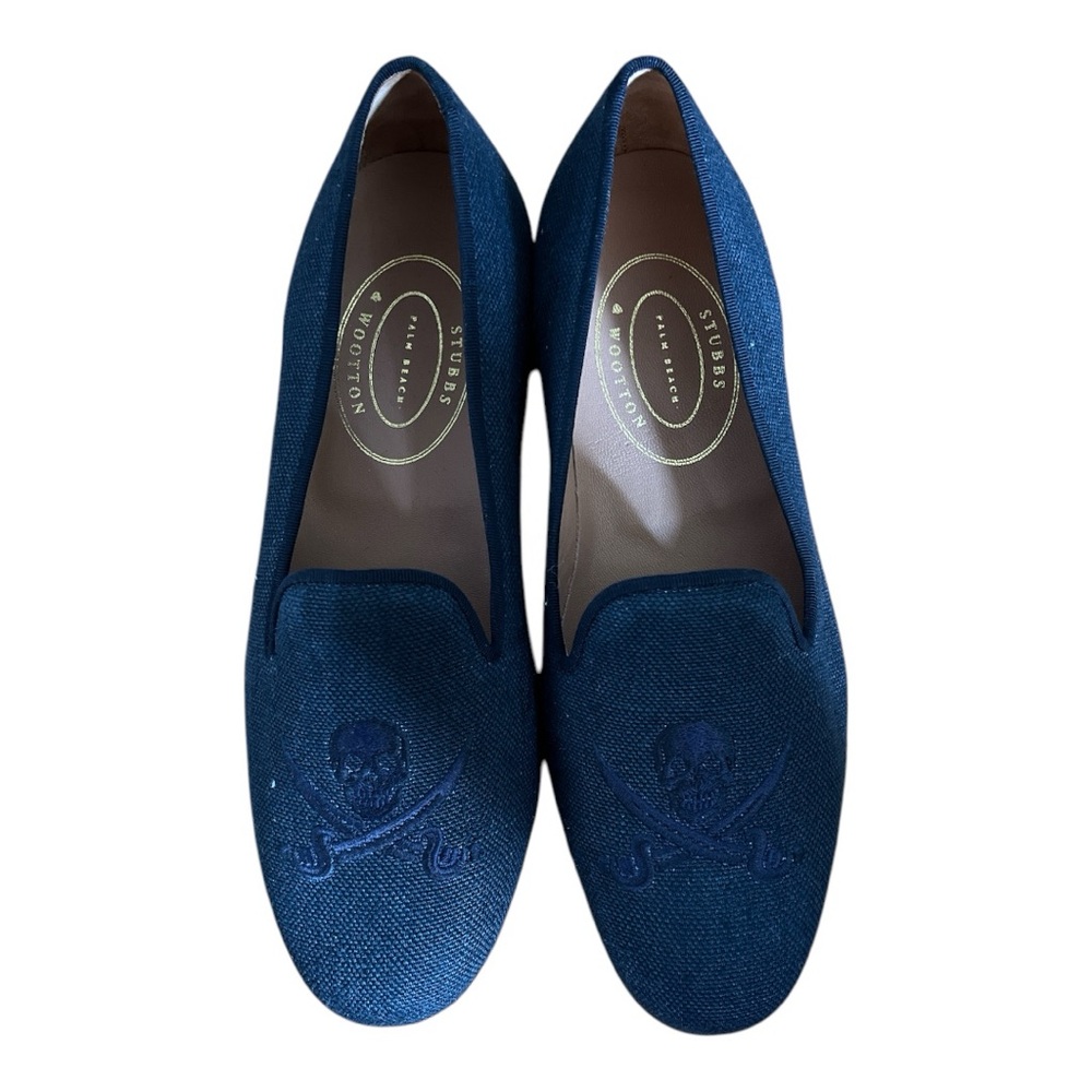 Authentic Stubbs & Wootton Blue Slip-On with Skull Embroidery - US10, NWOB